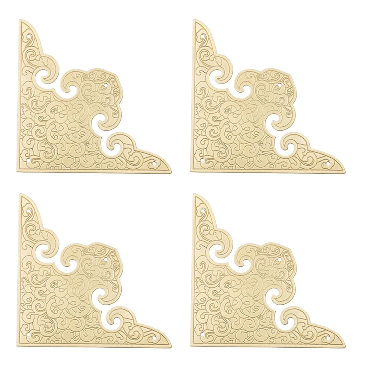4Pcs Antique Solid Brass Corner Guards L-Shaped Angle Edge Vintage Protectors for Table Chair Cabinet (Brass)