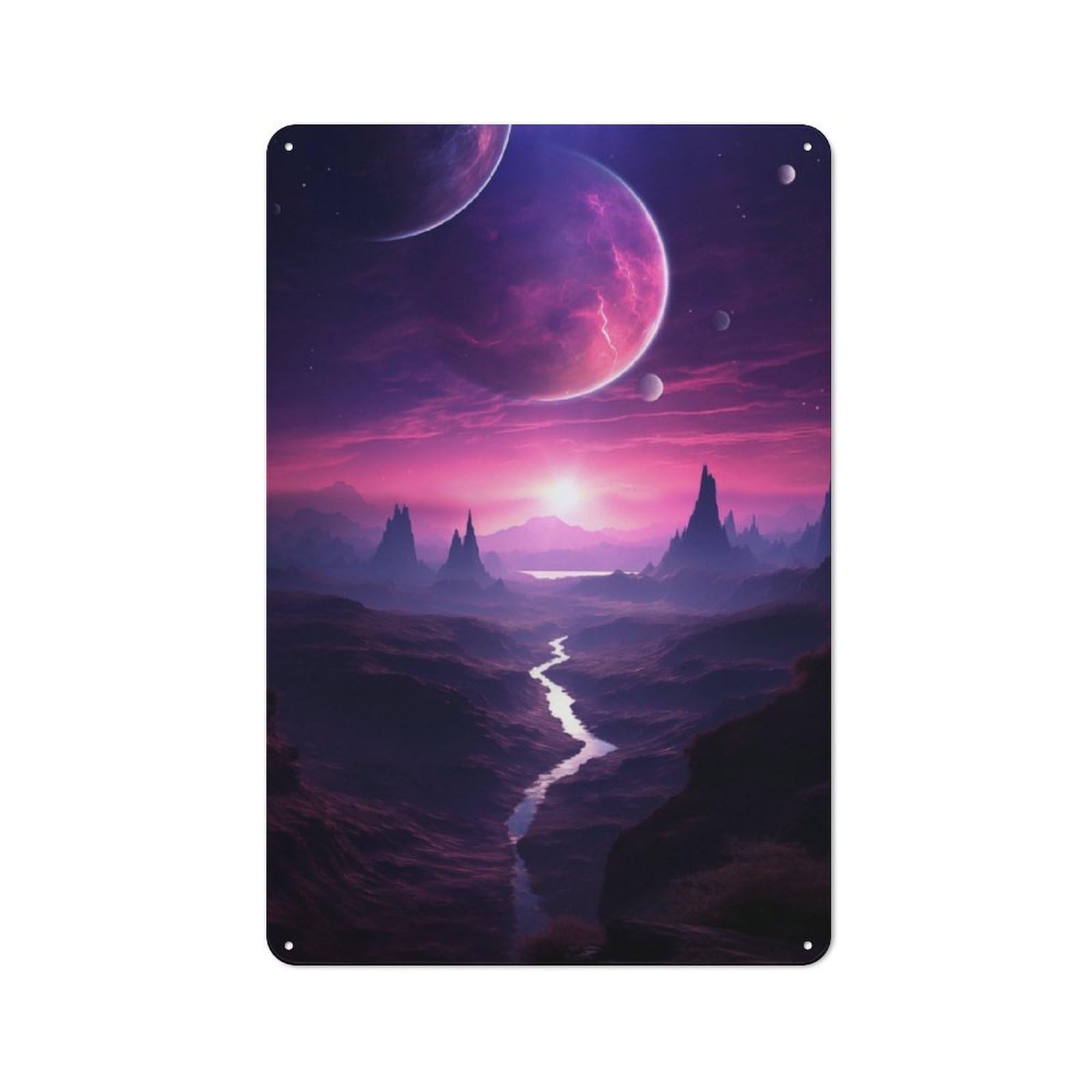 Junmoney Landscape Alien Planet Retro Metal Plaque 30X20cm For Lounge Or Reading Corner, Winter Wall Decor For Reading Corner Decorators