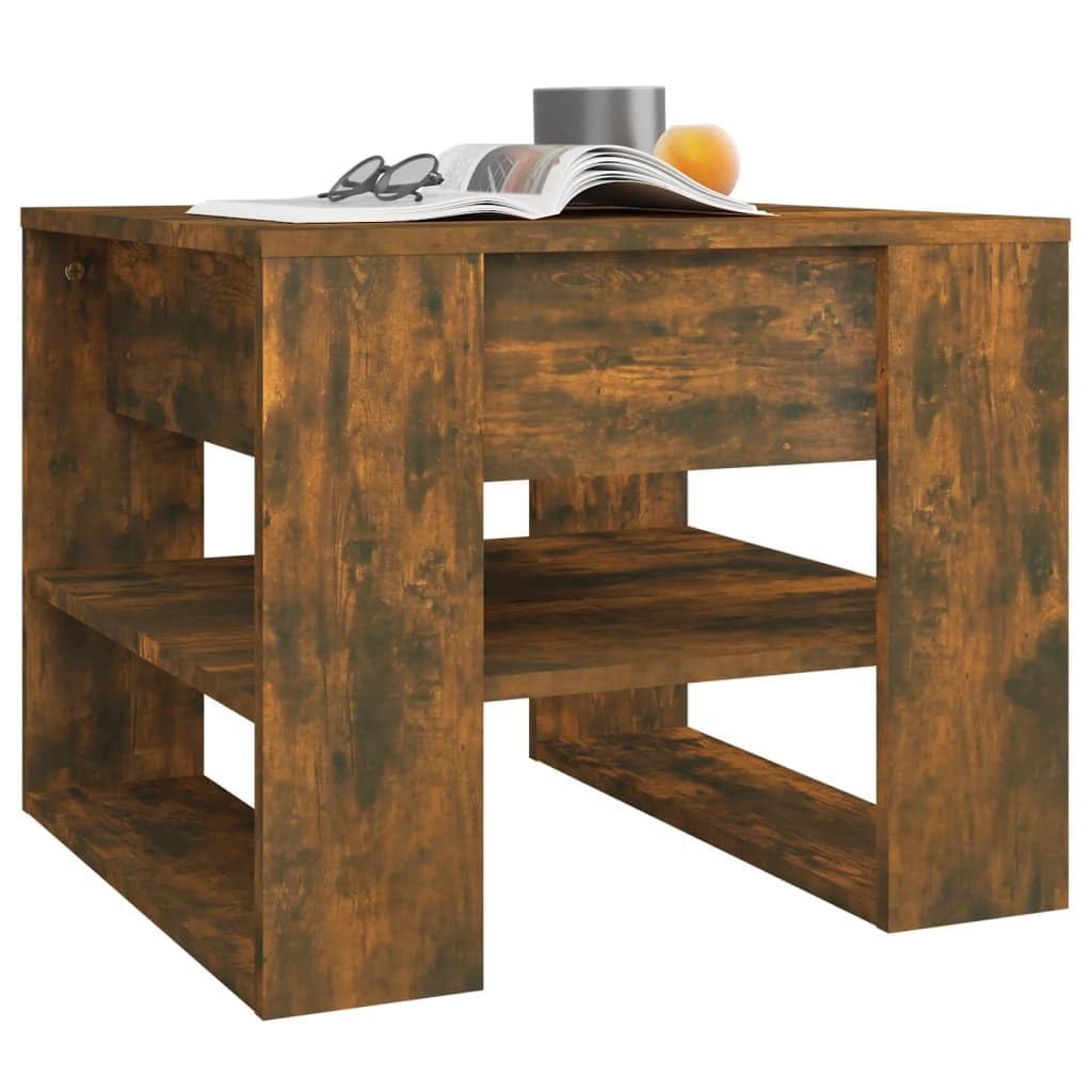 VidaXL Mesa Auxiliar Madera Contrachapada Roble Ahumado 40x42x50 Cm