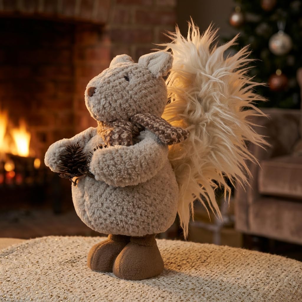 Monopol Christmas Paradise Eichhörnchen stehend mit Teleskopbeinen 50-65cm Deko Weihnachtstier beige