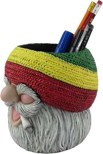 Miniatura 3 de World of Wonders Rasta Gnomo Portalápices "Don't Bogart It" Rastafari Gnomo con gorro Portalápices Organizador de escritorio, Gnomo Soporte para