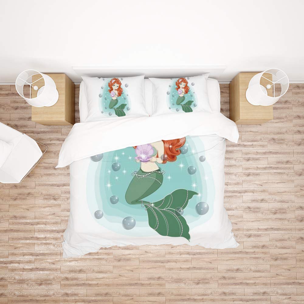Parure de lit toutes saisons motif sirène princesse King pour de douces nuits d'enfants