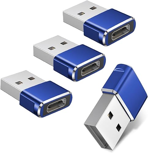 Basesailor Adaptador USB a USB C, paquete de 4, conector tipo C hembra a USB A macho para Apple iPhone 15 14 13 12 11 Pro Max, iPad 8 9 10 Air 4 5 5