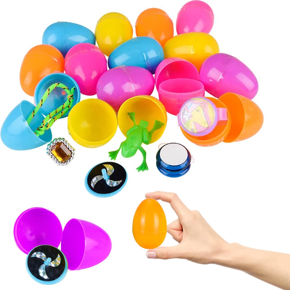 ChochkeesMulticolor Toy Filled Easter Eggs, Perfect For Easter Egg Hunt, Plastic Surprise Egg, Easter Hunt, 2" Easter Egg (10-Pack)