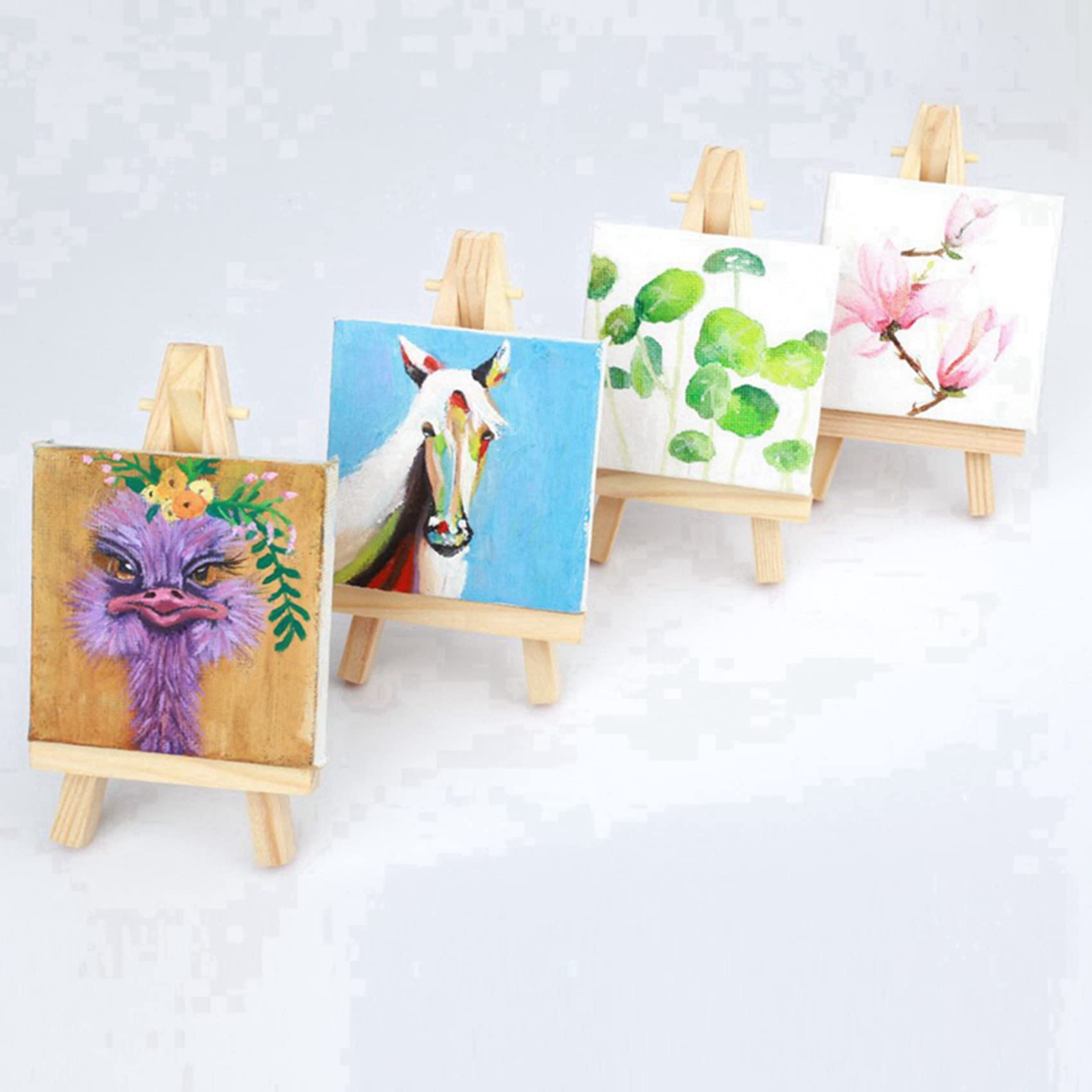 50 Sätze Mini Display Staffelei mit Leinwand 8X8 cm Hochzeit Tisch Nummern Malerei Hobby Malerei DIY Zeichnung Kleinen Tisch Staffelei Geschenk
