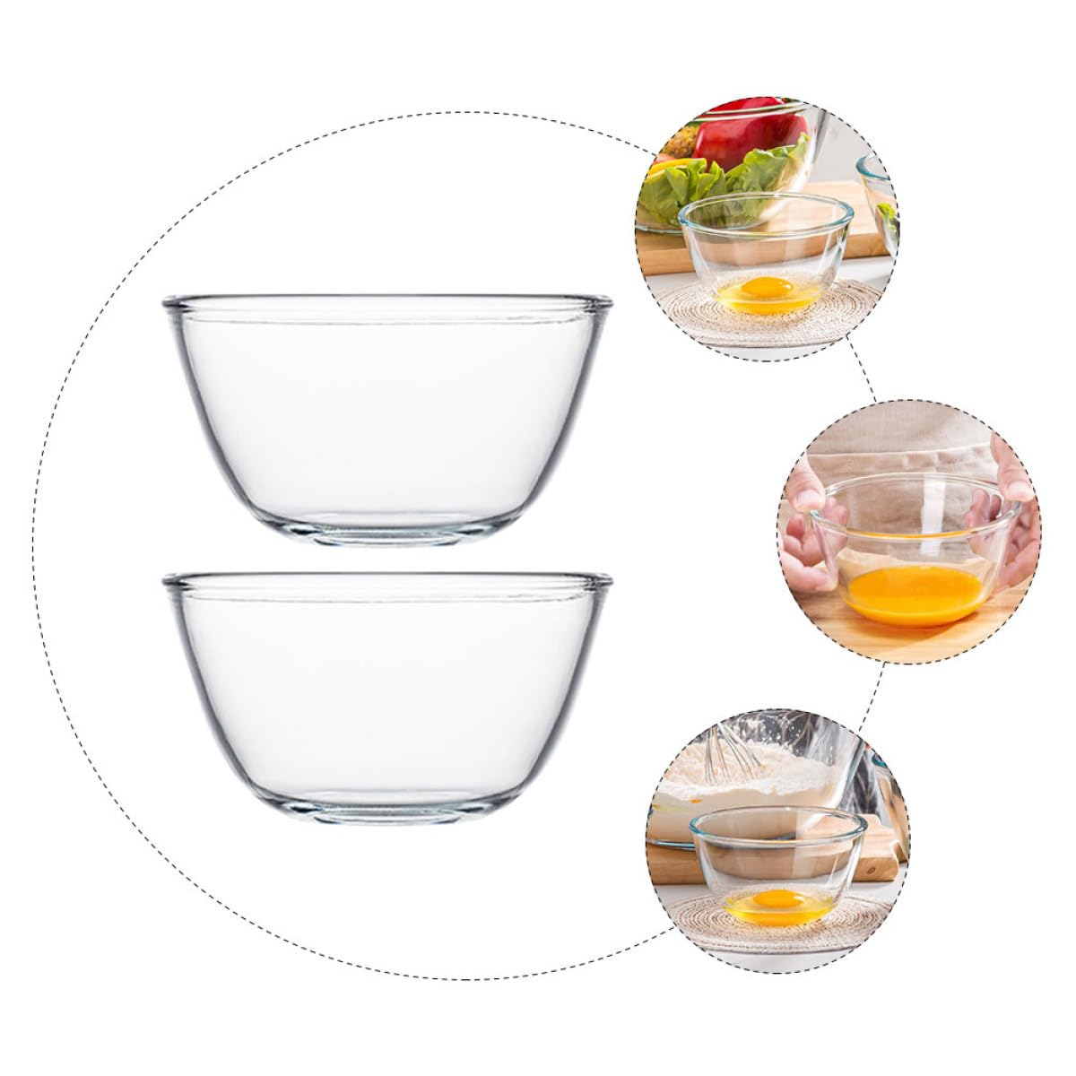 Housoutil Cuencos de Vidrio Multiusos 2 Piezas 500 Ml Tazones para Mezclar y Servir Ensaladas Postres y Sopas Aptos para Hogar Restaurante y Celebraciones