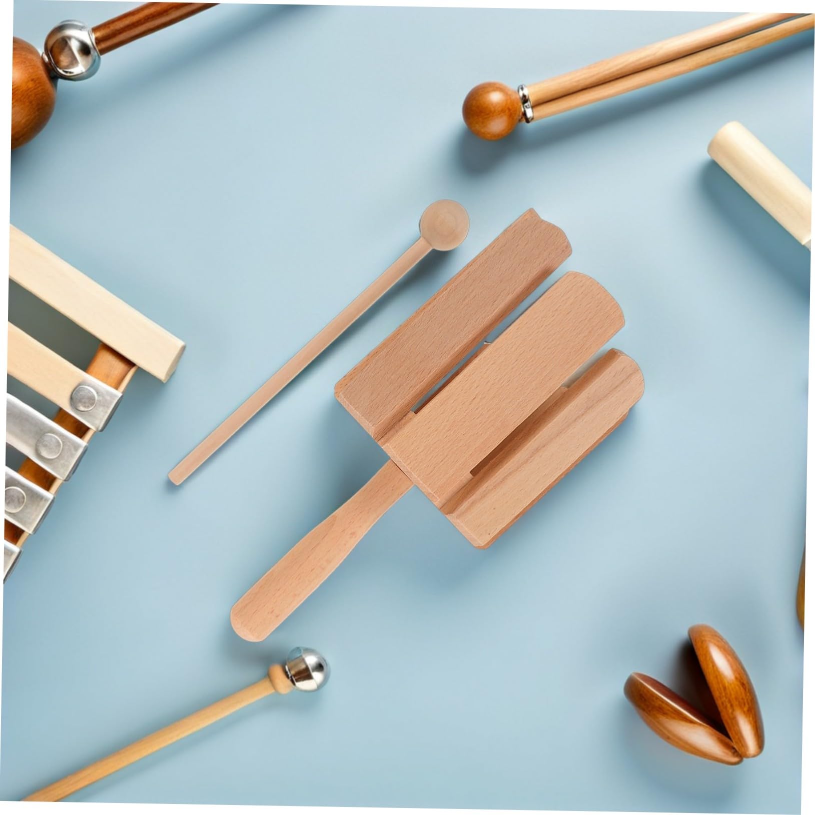 Instrumento Musical Infantil Orff de Madera Beige, 2 Piezas