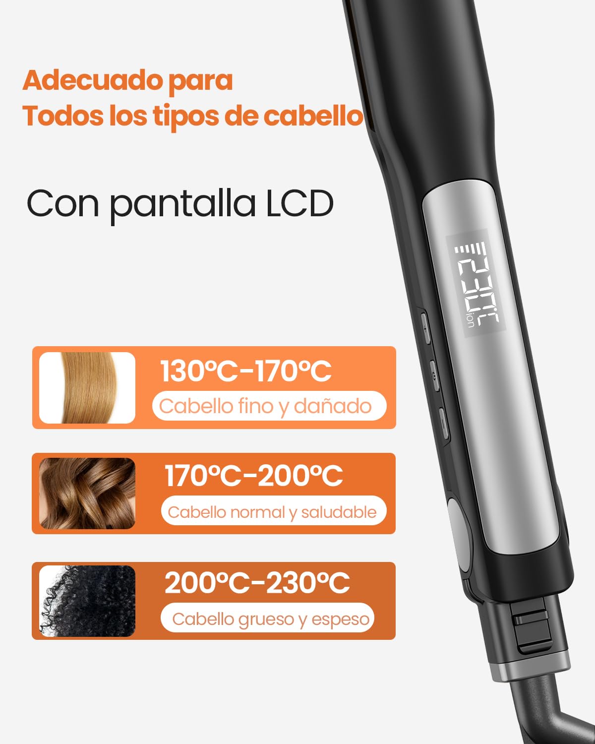 Faszin Planchas del Pelo 2 en 1, Calienta en 20s Plancha Pelo, de Titanio con Iones Plancha de Pelo, Pantalla LCD Clara, Ideal para Alisar, Rizar y crear Ondas (Negro)
