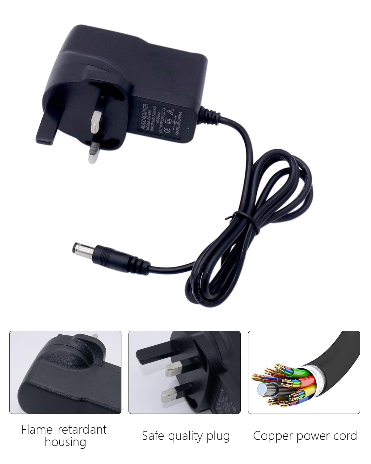 12V 1A Power Supply Adapter, AC 100-240V 50/60Hz to DC 12V 1Amp Switching Adaptor for LED Strip Light CCTV Router, Universal 12Volts External Power Adapter Barrel Jack 5.5mm x 2.1mm (1A 12W) — view 7