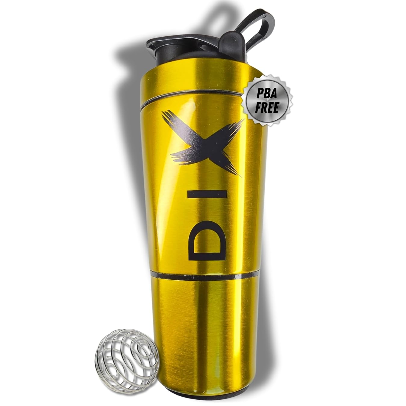 Dix Gold Shaker Protein 750Ml Stainless Steel With Compartment 60G For Powder - Sports Bottle - Bpa Free