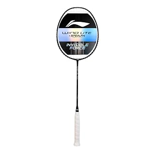 Li-Ning Wind Lite Stealth Carbon Fibre Strung (Black/Charcoal/Bluish Blue) Badminton Racket