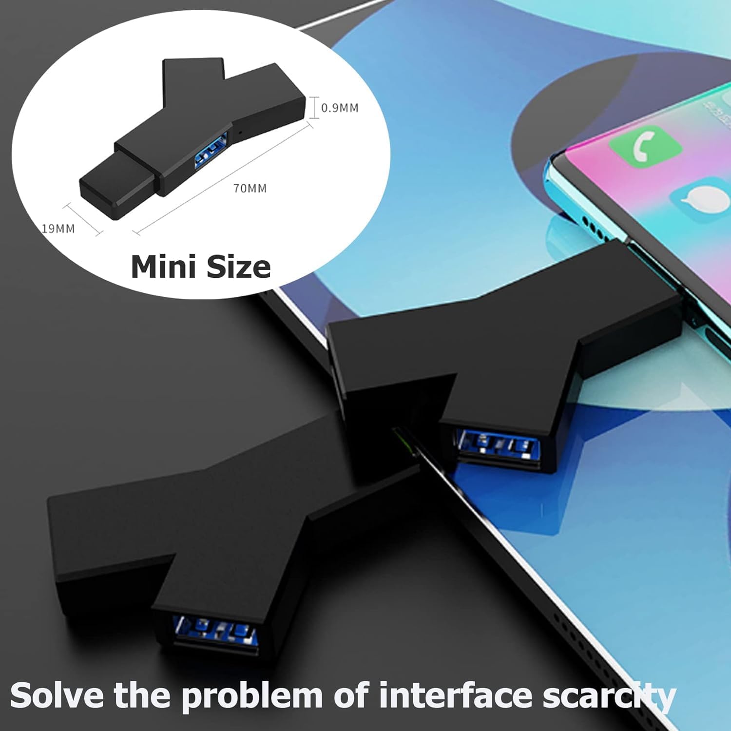 Black 3-Port Splitter Hub (2 USB 2.0 + 1 USB 3.0), USB Hub, Mini Laptop with USB 3.0 for Windows XP/Vista/7/8/10, Compatible USB Adapter for PC and Laptop Networking Products Computer Accessories image 5 of 7 B0D154GF16