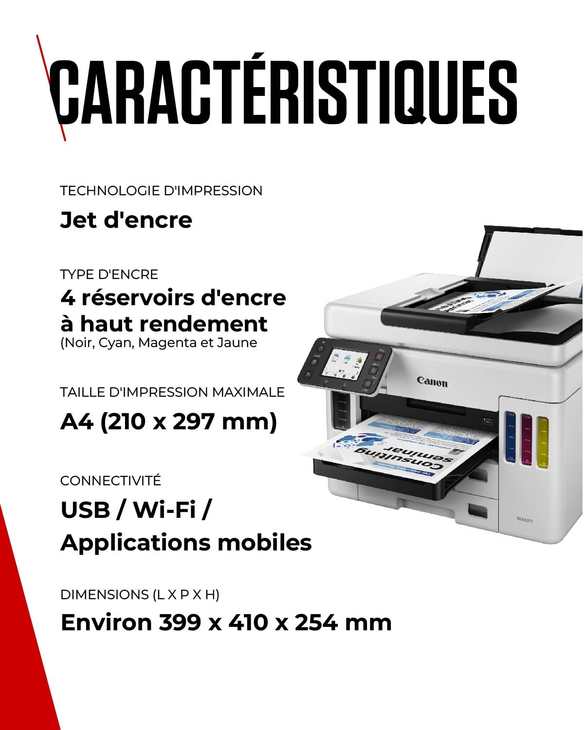Canon MAXIFY GX7050 Imprimante Multifonction A4 à Réservoir d'encre