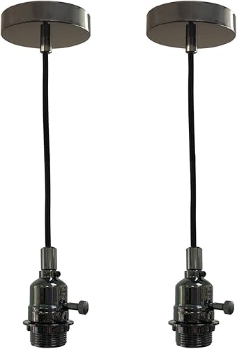 Miniatura 63 de Royal Designs, Inc. Iluminación colgante colgante, enchufe de luz colgante sin llave en forma de cilindro y toldo, cobre antiguo con cable de tela