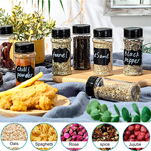 36 Pcs 3 oz Clear Plastic Spice Jars, Spice Bottles Seasoning Containers Jars Shaker Condiment Pots, for Kitchen Storing Pepper Herbs Powders Salt Dry Goods, Flip Cap To Pour Or Sifter, Label and Lids