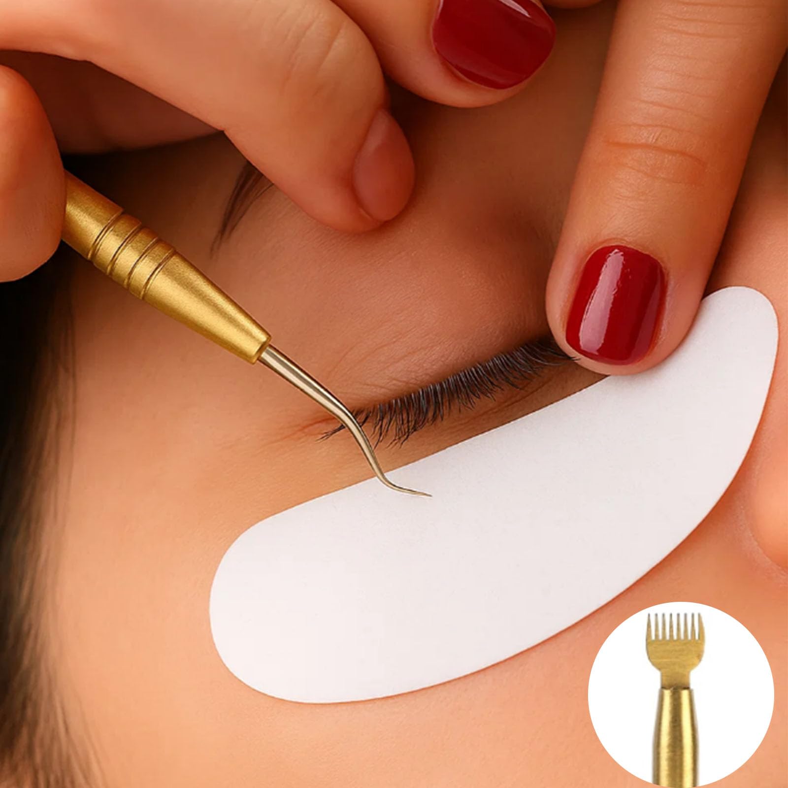 3-in-1 Eyelash and Eyebrow Grooming Kit with Rainbow Gold Metal Lash Lift Brush - Image 2