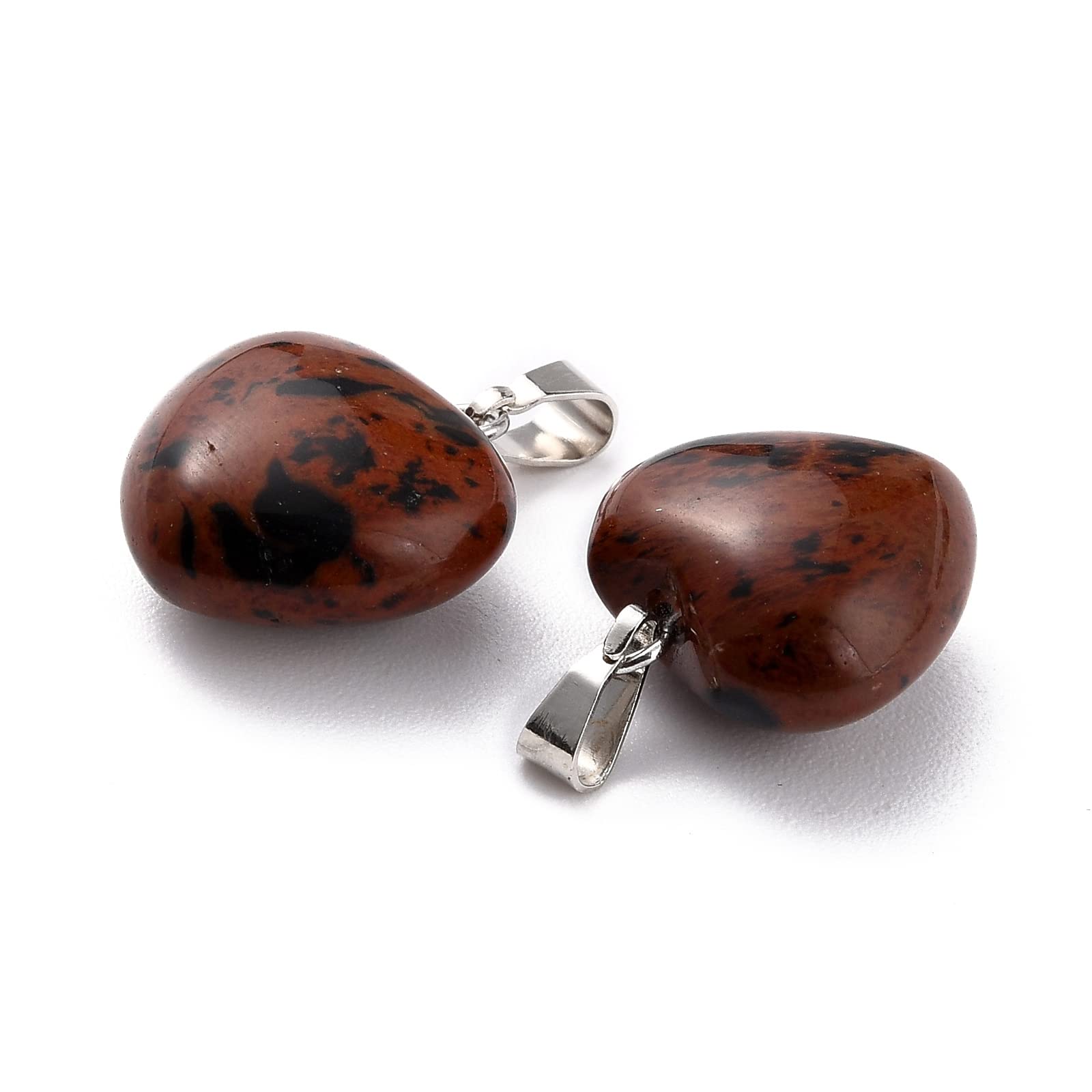 BEEFLYING 10 Pcs Natural Gemstone Heart Pendant Charms Mahogany Obsidian Charms Healing Stone Pendants for Jewelry Making Crafts Supplies - Image 3