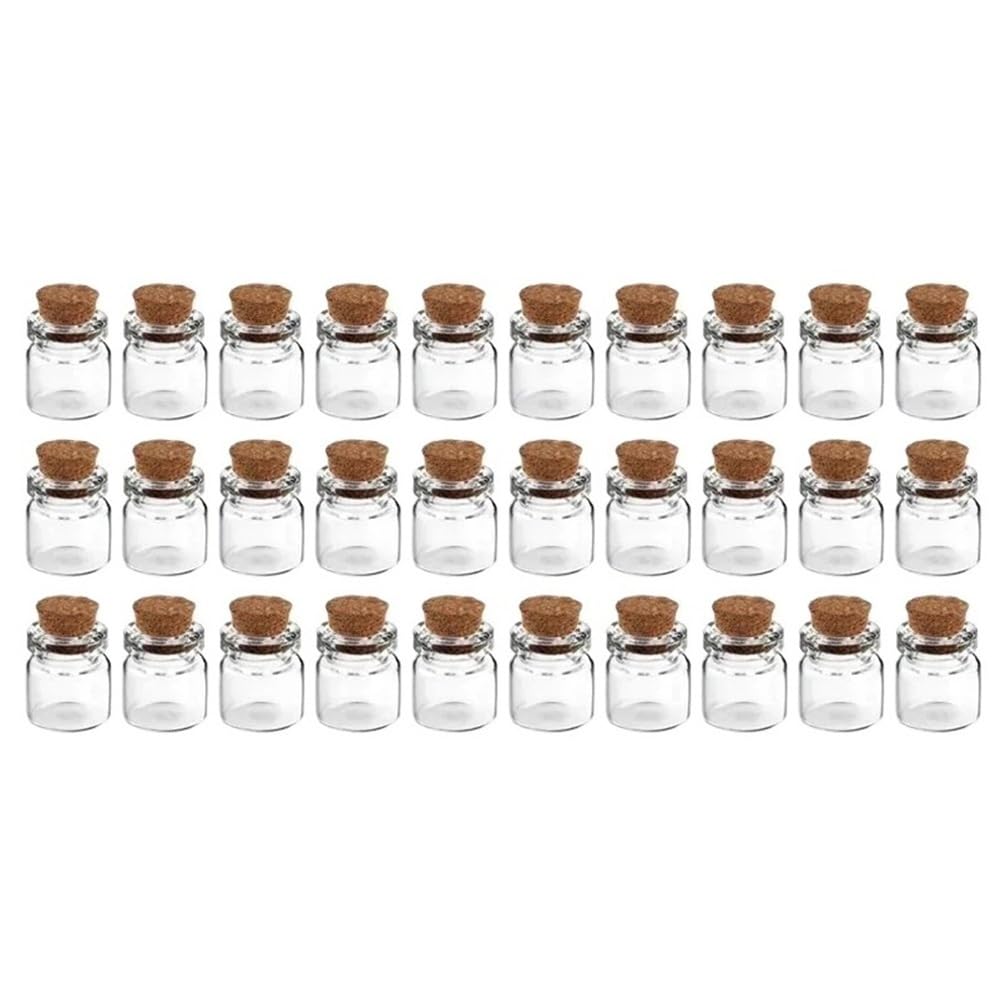 GOCENJIU Empty Decorative Bottle 30pieces Empty Glass Bottles for DIY Drifting Vials, 13x18mm Transparent Tiny Jars with Cork Stoppers