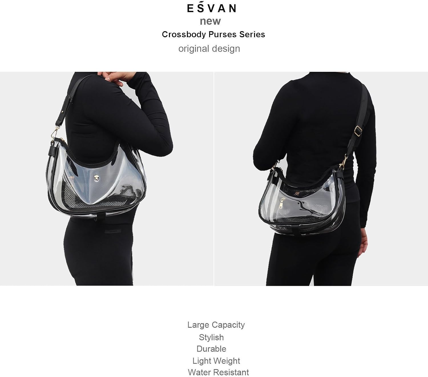 Clear Shoulder Bag for Women – Stadium-Approved Cute Hobo Tote, Crossbody Handbag & Mini Clutch Purse - Image 5