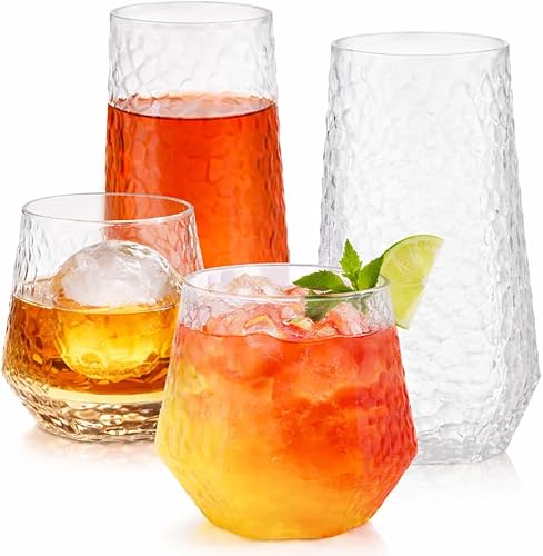 Miniatura 11 de Paquete de 48 vasos de plástico ondulados de origami, 24 flautas de champán sin tallo de 9 onzas y 24 vasos de 12 onzas, vasos de champán