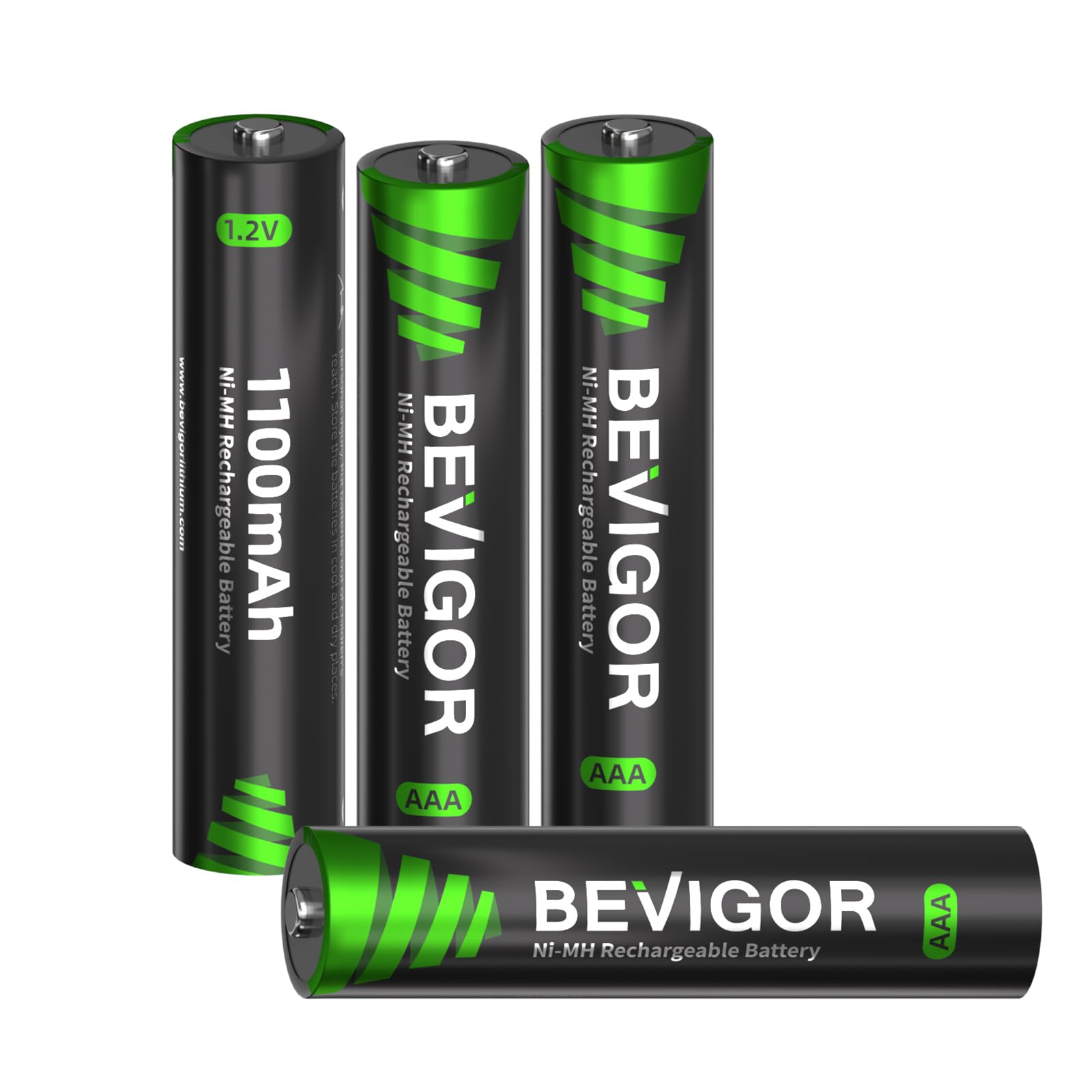 BEVIGOR Rechargeable AAA Batteries with Charger, 1100 mAh High Capacity, LSD Low Self Discharge Technology, Long-Lasting Triple A Batteries, 4 Count