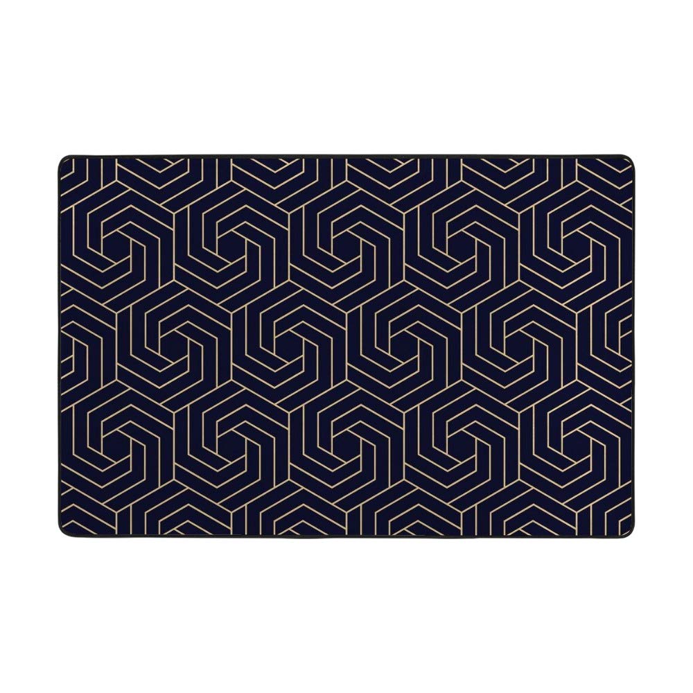 Tapis de salon velours corail anti-pli grand modèle stretch motif or noir