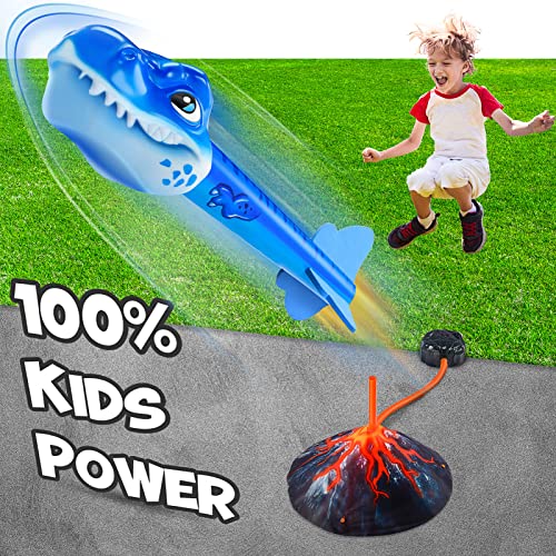 HappyKidsClub Raketen Spielzeug für Kinder mit 3 Dinosaurier Schaumstoffraketen, Outdoor Spielzeug ab 3-12 Jahre Junge, Spiele für Draußen Garten und Park Ostern Geburtstag
