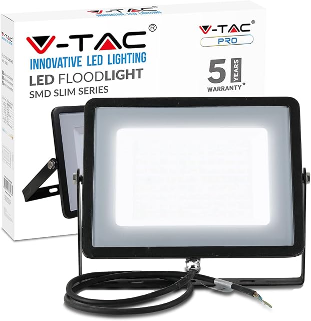 V-TAC LED Floodlight Outdoor 100W Flood Lights | 8000 Lumens LED Work Light | Waterproof IP65 | White 6400K Stadiums Sports Facilities Warehouse
