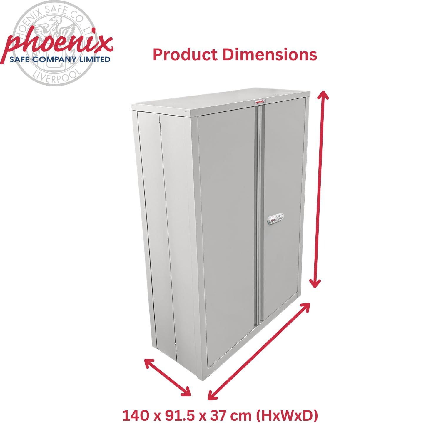 Phoenix Safe Company SCF1491GGE - Armario de papelería de 2 puertas con cerradura electrónica, 3 estantes con capacidad de 60 kg por estante, almacenamiento plegable de acero para oficina y almacén