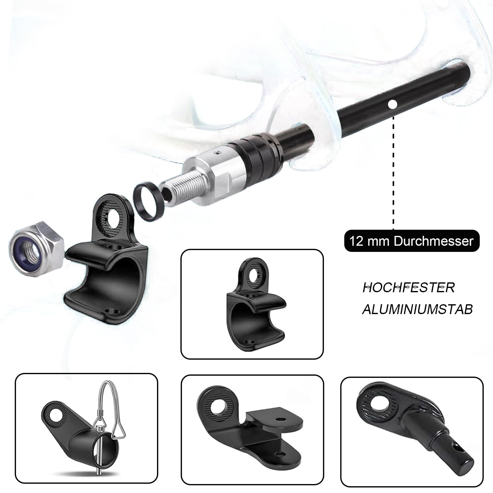 Adaptateur de vélo M12 x 1,5, adaptateur d'axe enfichable, longueur de la tige réglable (160-178 mm), en acier allié, axe enfichable, compatible avec la plupart des attelages de remorque de vélo Adaptateur de vélo M12 x 1,5, adaptateur d'axe enfichable, longueur de la tige réglable (160-178 mm), en acier allié, axe enfichable, compatible avec la plupart des attelages de remorque de vélo