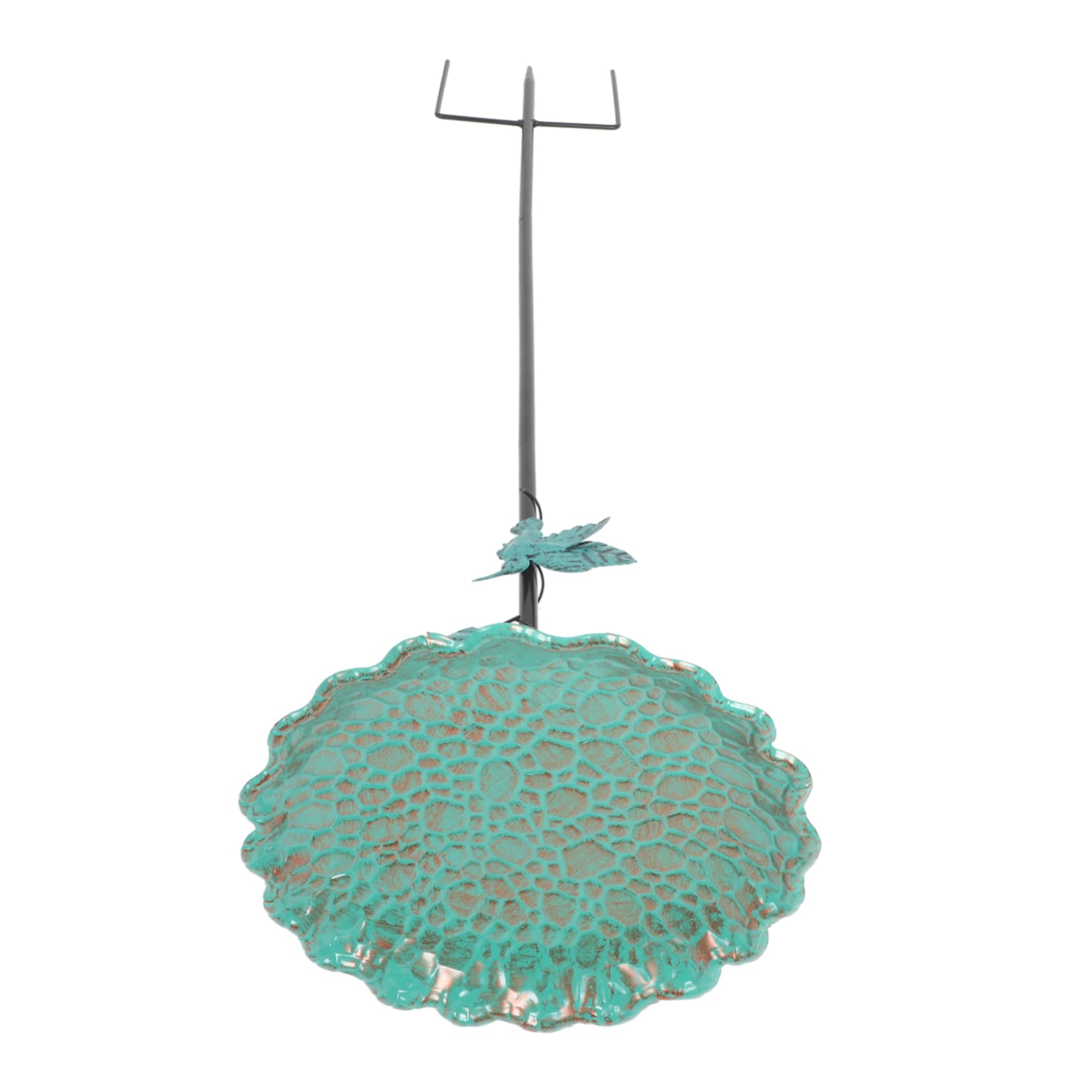 Sosoport Bain d'oiseaux en Métal avec Piquet Solide pour Jardin, Bassin Décoratif Multifonctionnel Adapté aux Petits Oiseaux et Perruches en Extérieur