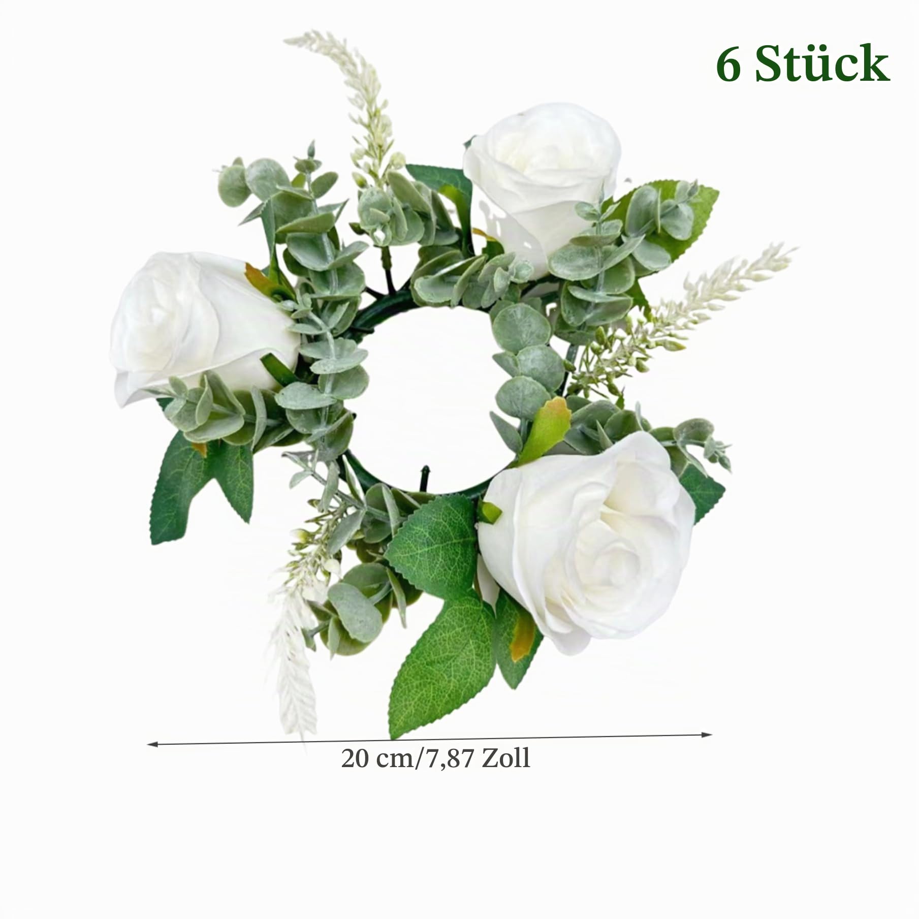 Kerzenkränze Ringe Künstliche Rosen Blumenkerzenringe Für Säulen Kleiner Blumenkranz Kerzenhalter Hochzeitsdekoration Tischdekoration Rosige Ringe Kerze Für Esstischdekoration 6 Stück 20,1 cm