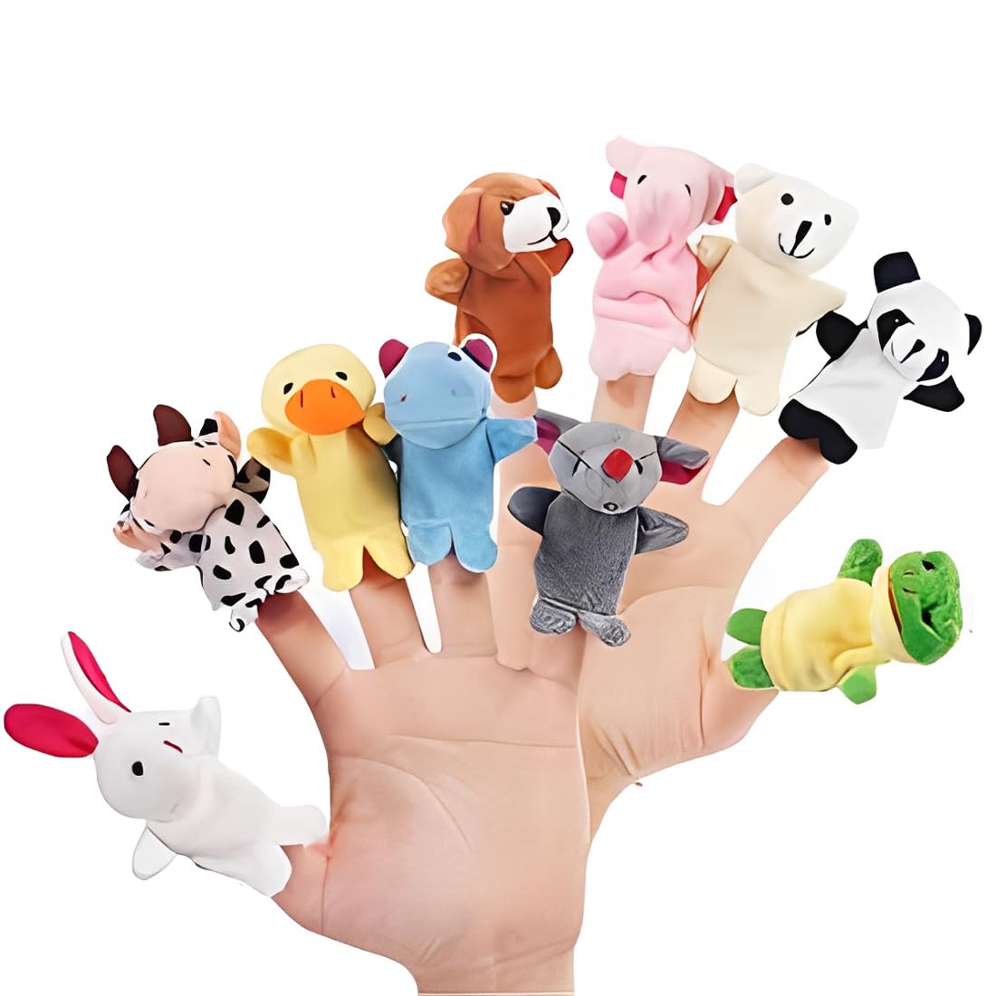 10 Ensemble De Marionnettes À Doigts Famille Peluche Animaux Jouets À Doigts Remplisseurs De Sac De Fête Finger Marionnettes pour Enfants