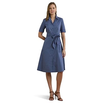 Lauren Ralph Lauren Petite Belted Cotton Blend Shirtdress Women