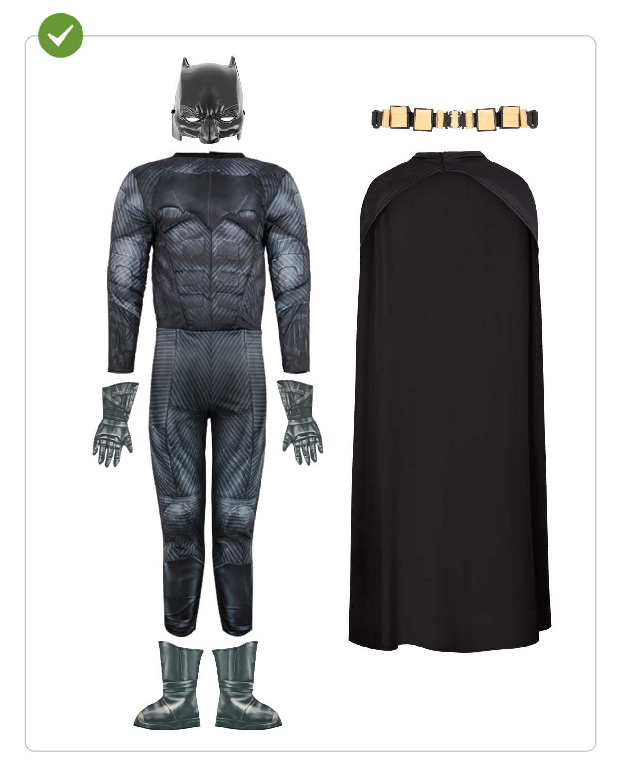 Funidelia Disfraz Oficial de Batman para hombre - La Liga de la Justicia, Traje del Caballero Oscuro para adultos, Disfraces de Carnaval, Halloween y Fiestas – Talla S