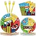96 Pieces Superhero Party Tableware Set SuperheroÂ Birthday Party Supplies Super Hero Party Table Decorations for Birthday Baby Shower Paper Plates Napkins Forks for 24 Guests