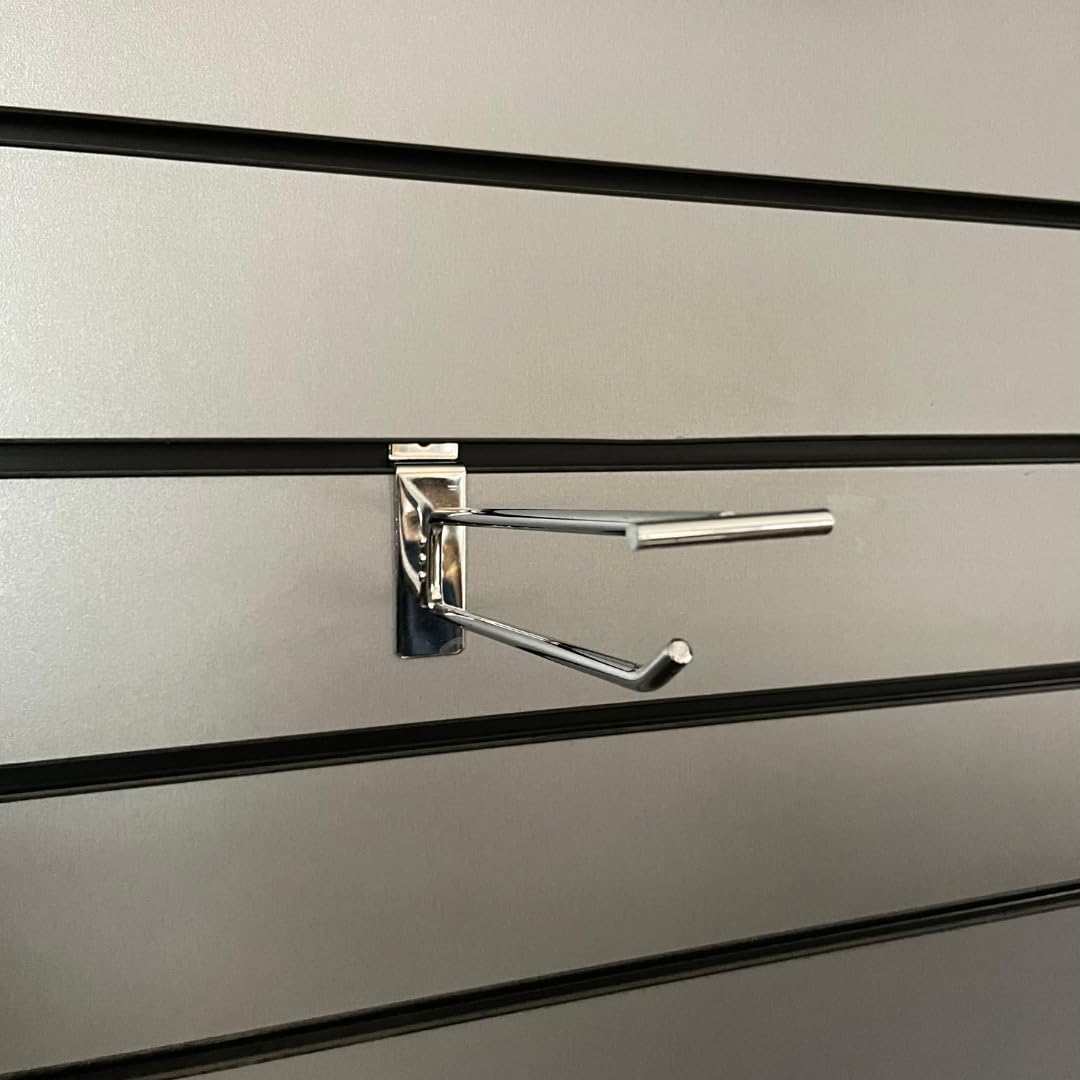 Single Prong Slatwall Hook with Overhead Arm for Price Ticket | Polished Zinc Display Hook for Retail & Shop Shelving | Sizes: 8, 10, 12 Inch | Durable Metal Peg for Slat Wall Systems (10, 10"/25cm)