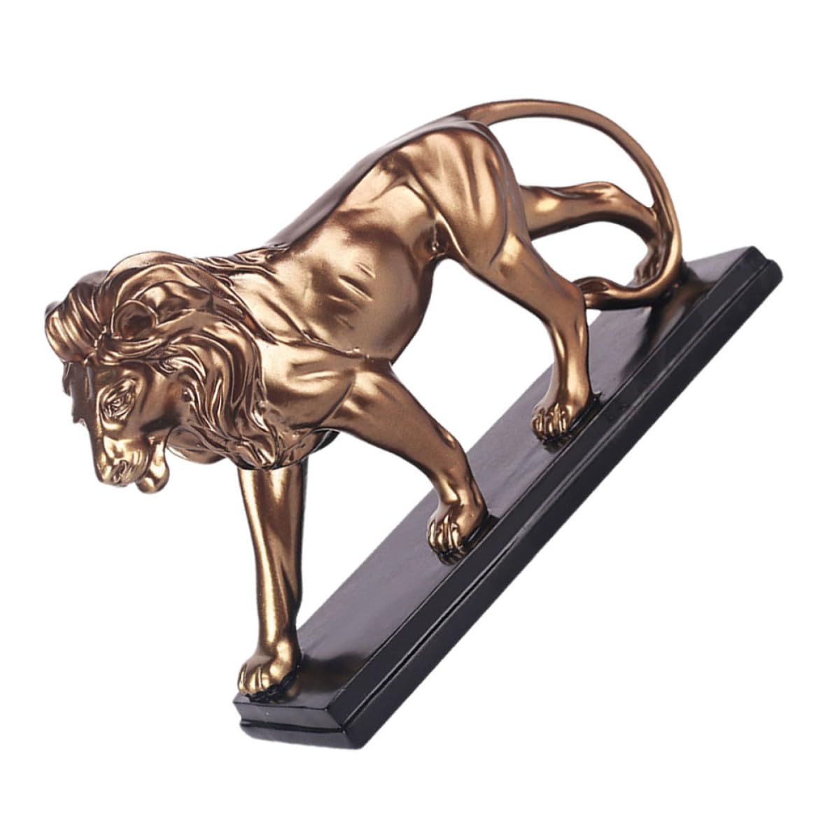 Sculpture de Lion Doré en Résine : Ornement Bureau Solide de Haute Qualité Visuelle