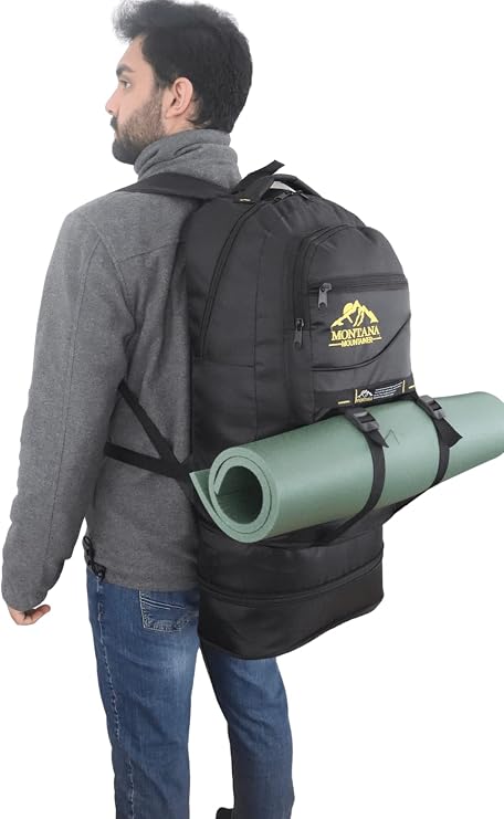 Baggor Montana 80 Litre Çift Körüklü Siyah Su Geçirmez Çok Gözlü Seyahat-Dağcı-Kampçı-Deprem Sırt Çantası