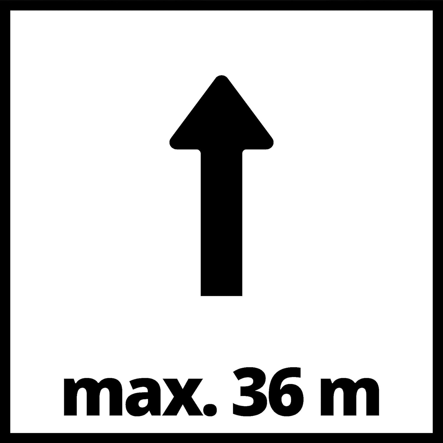Icon indicating maximum delivery head of 36 meters