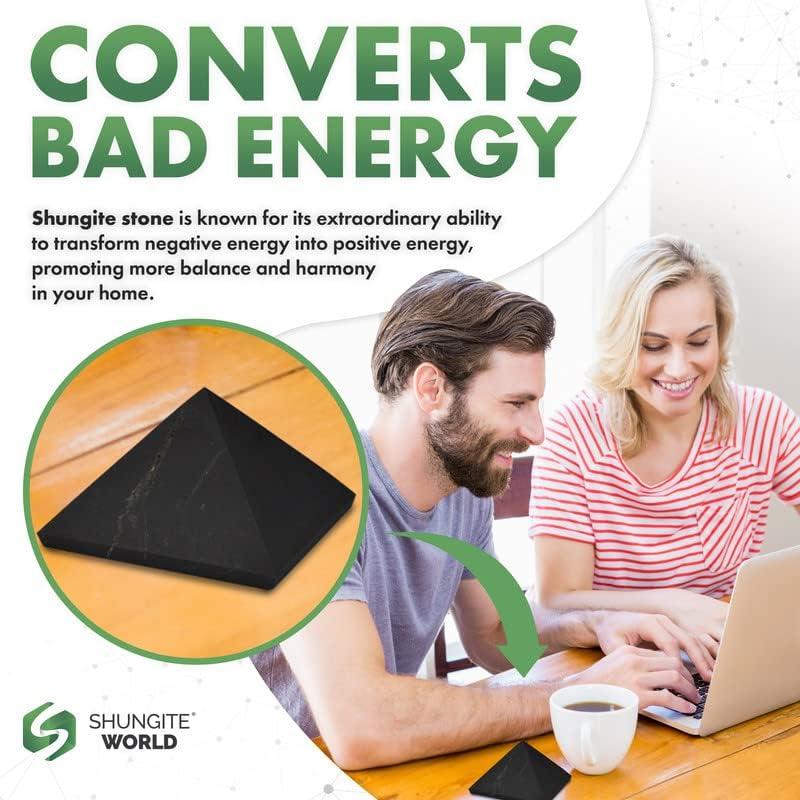 Miniatura 3 de Auténtica pirámide de shungita de piedras de shungita reales, pirámide de cristal de shungita, protección del hogar, decoración de habitación,