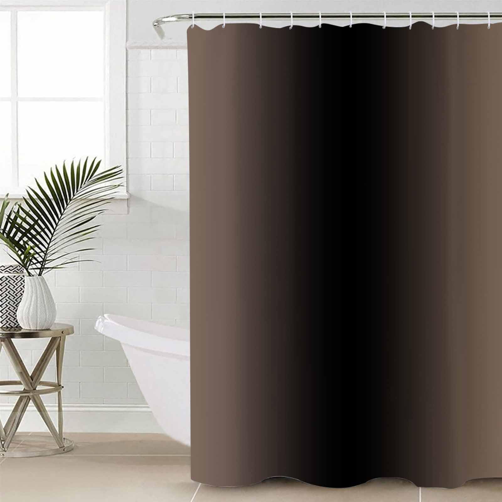 Anzona Brown Black Ombre Waterproof Shower Curtains Set - Stall 48 x 72 Inch, Abstract Brown Color Gradient Polyester Fabric Bathroom Curtain with 12