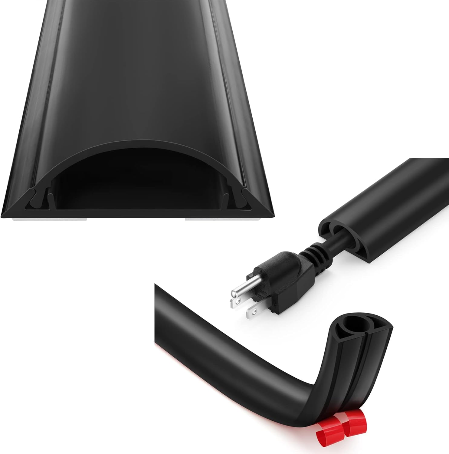 ZhiYo 34in Cord Cover Floor Black & Floor Cable Cover 12ft