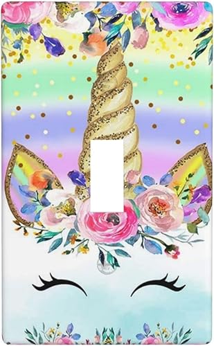 Cubierta decorativa para interruptor de luz de 1 banda, diseño floral, diseño de unicornio arcoíris, placa frontal para decoración de cocina, disponible en Yaxa Venezuela