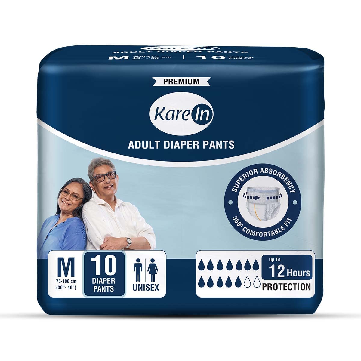 Kare In Adult Pull ups - Pants Style Underwear Medium 10 Count, Waist Size 75-100cm (30"-40")-Pack of 5 (50 Counts)