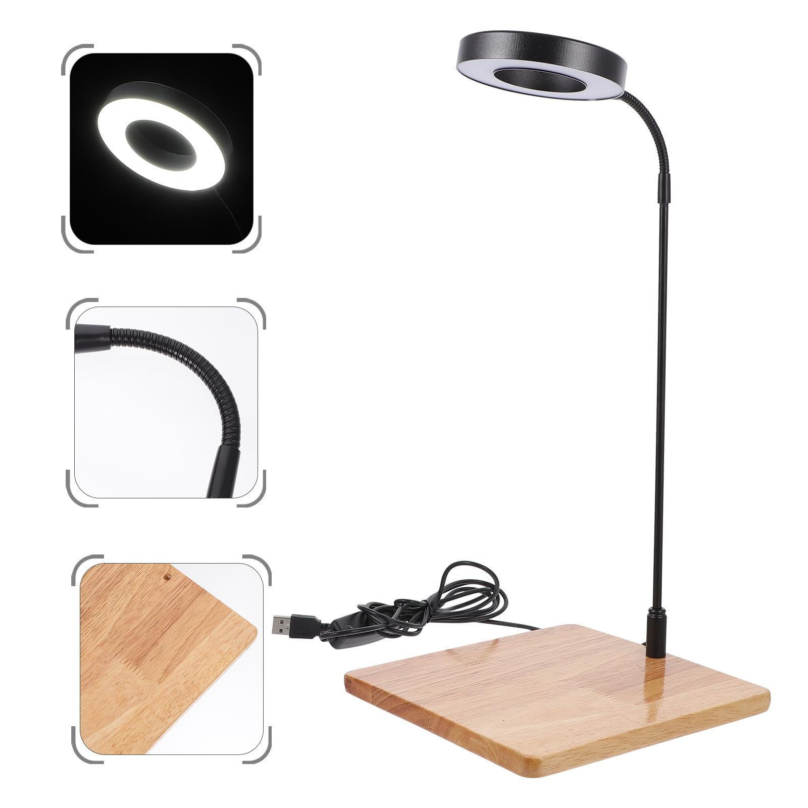 ifundom Lámpara LED para Pecera Luz de Alta Luminosidad y Baja Depreciación, Material de Aleación de Aluminio y Madera, Adecuado para Acuarios y Plantas en Maceta