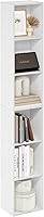 Furinno LUDER 6-Tier Tall Modern Bookshelf, Slim White Bookcase Open Shelves 9.3 x 12 x 71 Inch for Bedroom Living Room Office