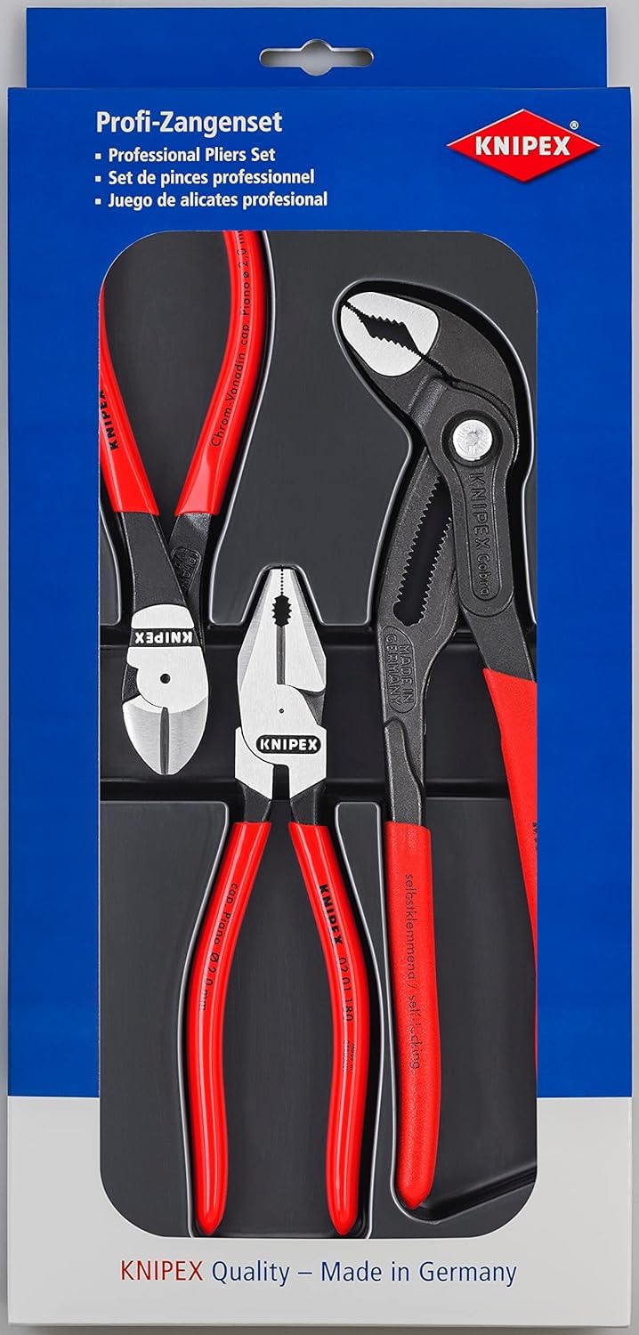 KNIPEX Kraft-Paket 1x 02 01 180, 1x 87 01 250, 1x 74 01 160, 00 20 10