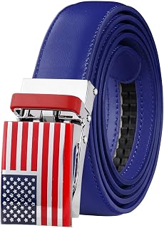 Automatic Ratchet Buckle Leather Belt for Women Boys Girls 1 Inch Wide Trim to Fit