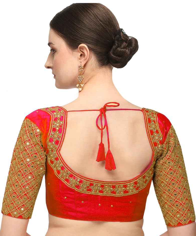 Pujia Mills Women's Silk Floral Half Sleeve Blouse